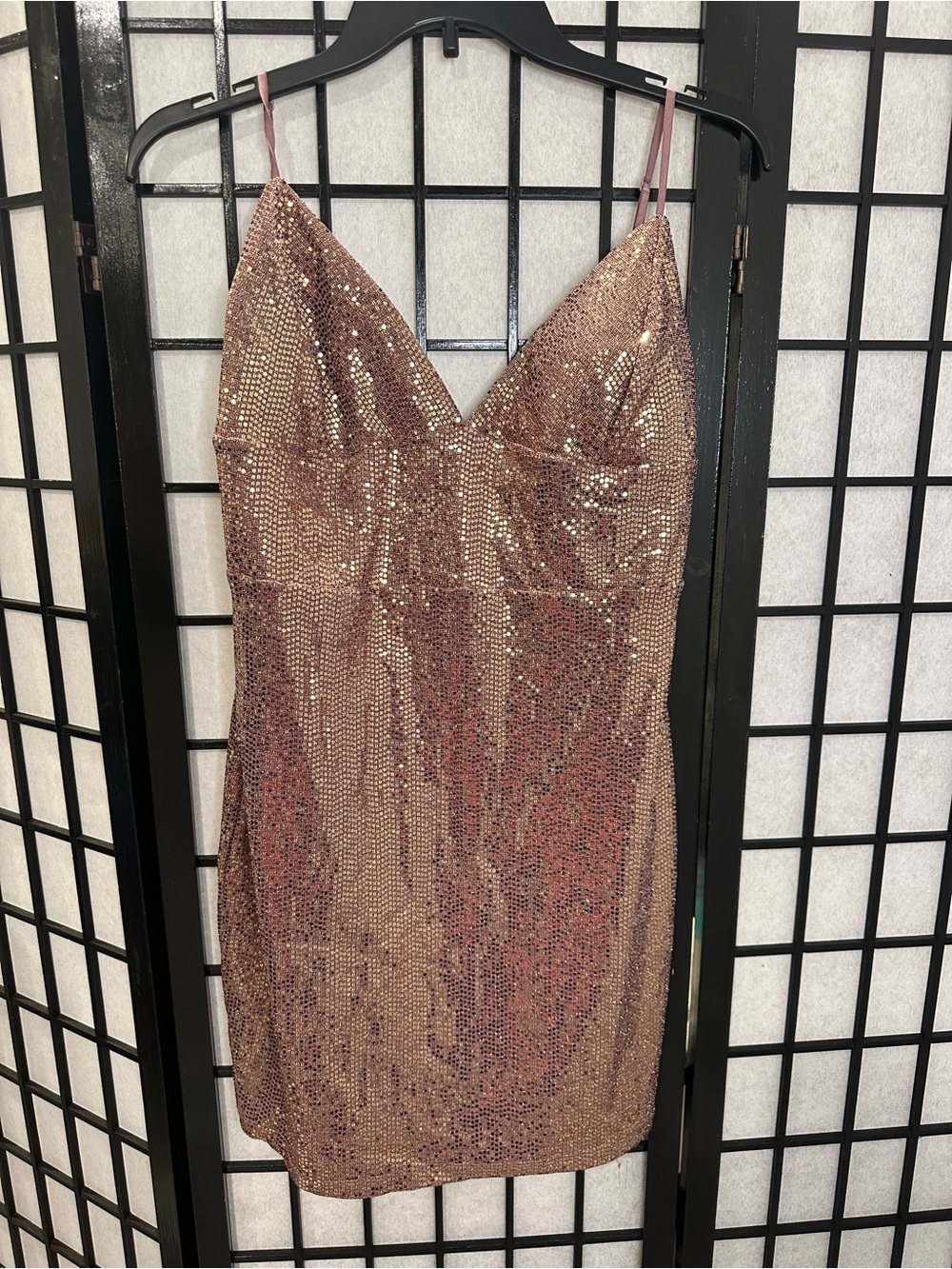 Lulu's Rose Gold Sequin Mini Slip Dress